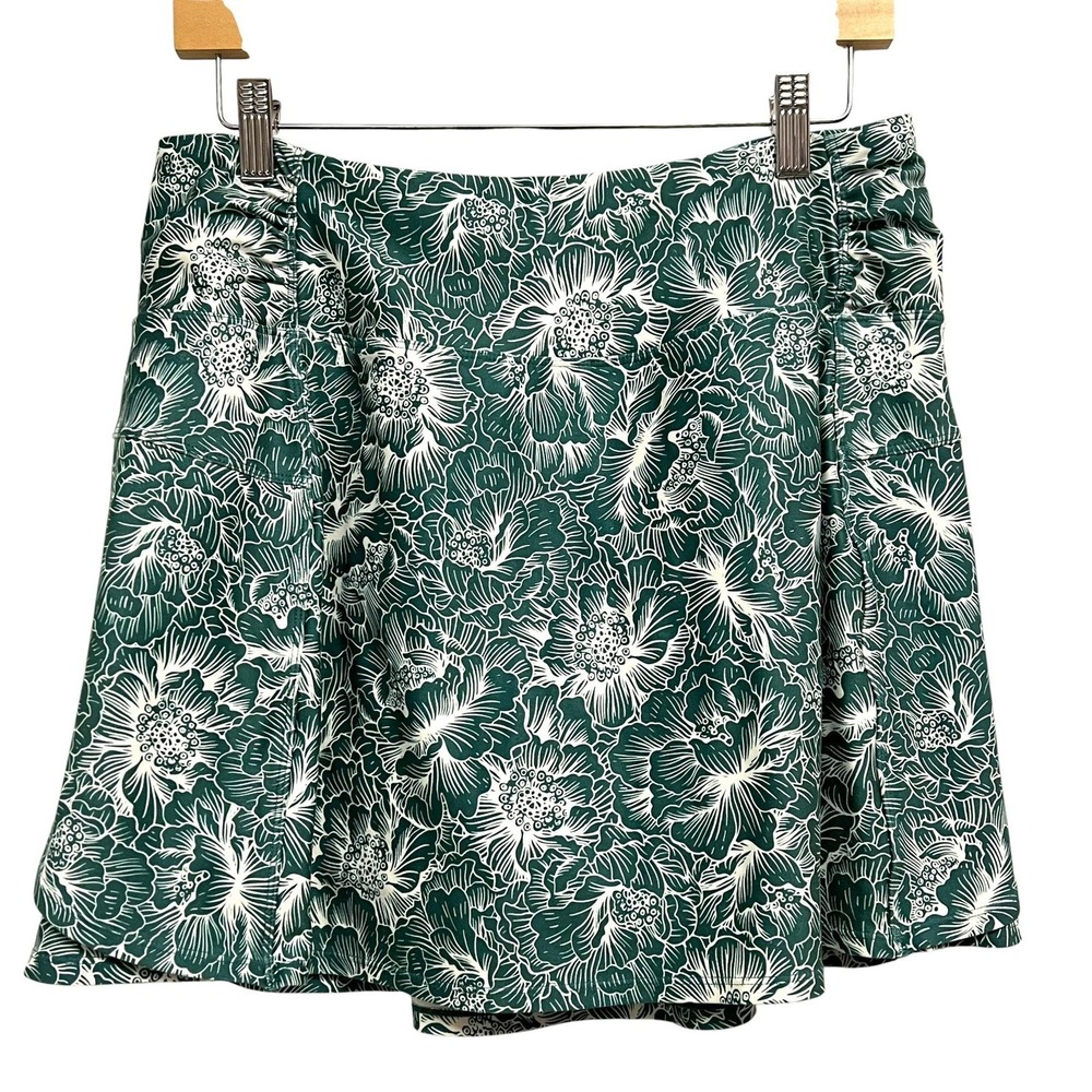 Freely Skort Womens Large Green Floral Pull-On Lined Athletic Stretch Pockets